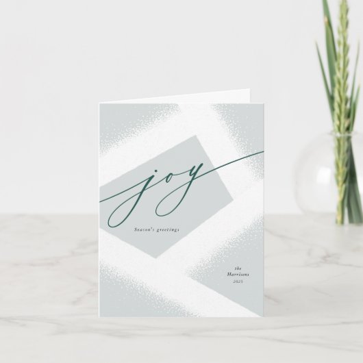 Minimalist Joy Green White Non-Foto Holiday Card Feiertagskarte (Vorderseite)