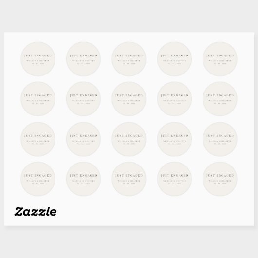 Minimalist ‘Just Engaged’ Sticker | Warm White (Blatt)