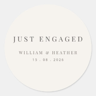 Minimalist ‘Just Engaged’ Sticker | Warm White
