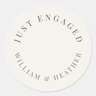 Minimalist ‘Just Engaged’ Sticker | Warm White