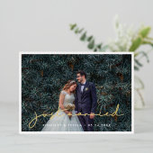 Minimalist Just Married Photo Foil Announcement Folieneinladung (Stehend vorne)