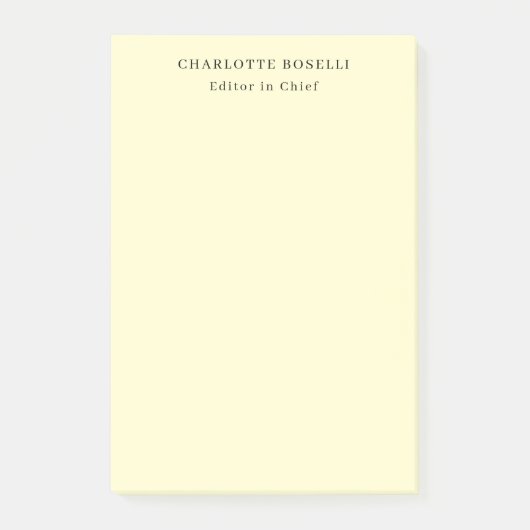 Minimalist Klassisch Professionell Creme Post-it Klebezettel (Vorderseite)