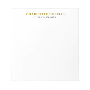 Minimalist Klassisches Professionelles Goldfarbe Notizblock