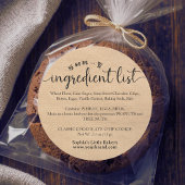 Minimalist Kraft Script Ingredient List Bakery Runder Aufkleber