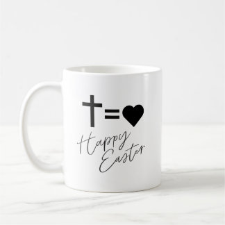 Minimalist Kreuz- und Herzdesign Ostern Kaffeetasse