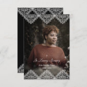 Minimalist Lace Photo Remembrance Service Dear One Mitteilungskarte (Vorne/Hinten)