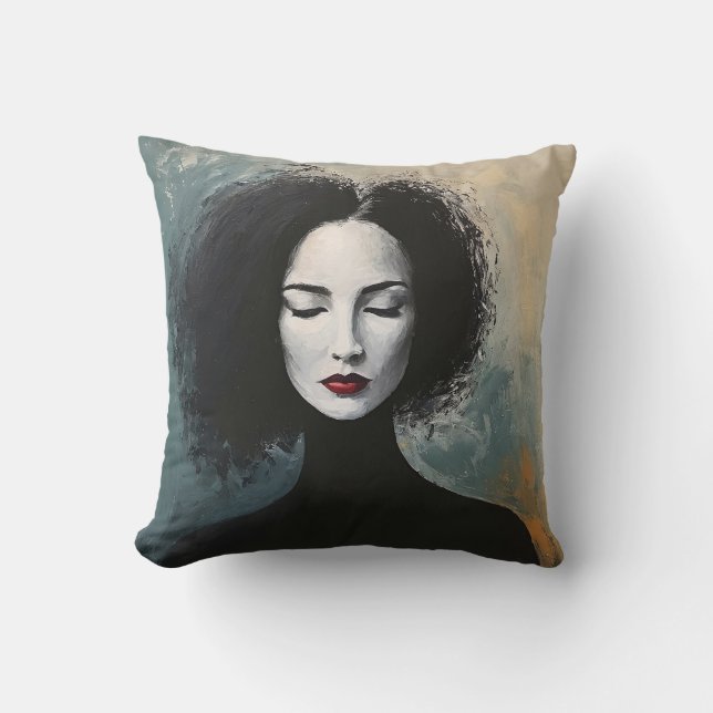 Minimalist Lady Portrait Canvas Art Kissen (Vorderseite)