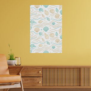 Minimalist Lagero Muscheln & Ozeanwellen  Poster