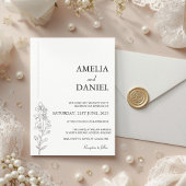 Minimalist Larkspur Floral Wedding Invitation Einladung