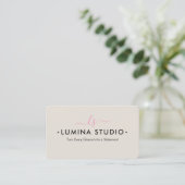 Minimalist Lash Brows Makeup Artist Ivory Monogram Visitenkarte (Stehend Vorderseite)