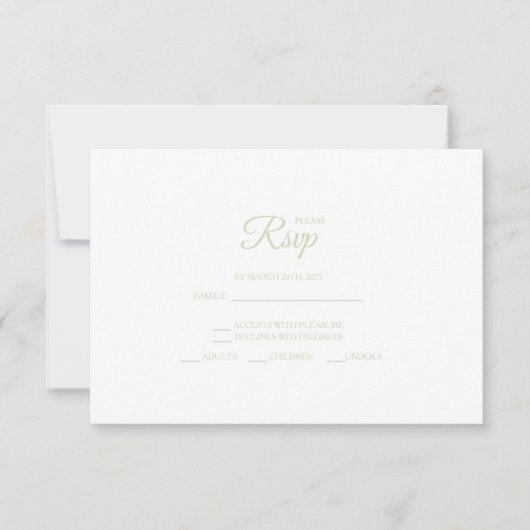 Minimalist Laurel Monogram Wedding RSVP Cards Karte (Vorderseite)