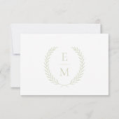 Minimalist Laurel Monogram Wedding RSVP Cards Karte (Rückseite)