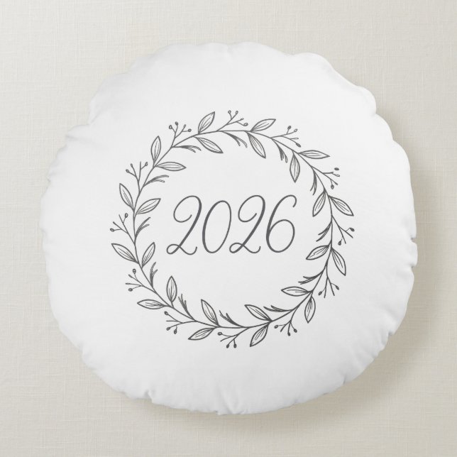 Minimalist Laurel Wreath 2026  Rundes Kissen (Vorderseite)
