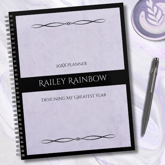 Minimalist Lavender Black Monogrammed Co-worker Planer