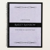 Minimalist Lavender Black Monogrammed Co-worker Planer (Vorderseite)