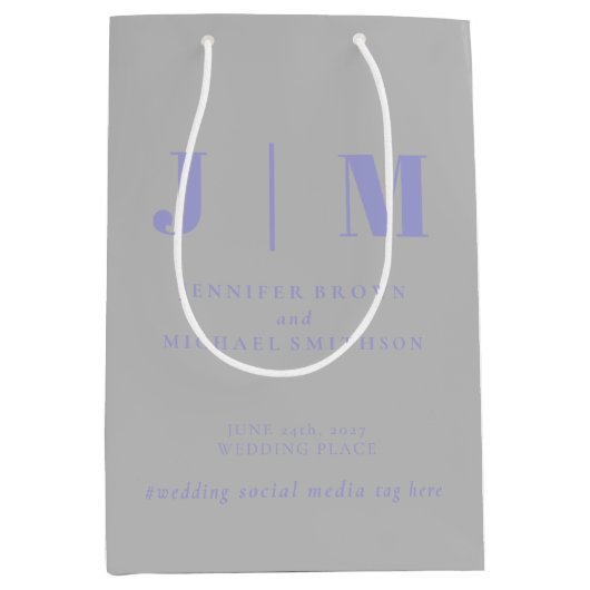 Minimalist Lavender Silver Simple Gift Wedding Mittlere Geschenktüte (Vorderseite)
