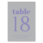 Minimalist Lavender Silver Simple Wedding Seating Tischnummer (Rückseite)