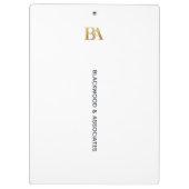Minimalist Law Firm Monogram Clipboard Klemmbrett (Rückseite)
