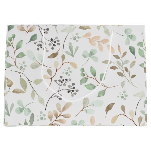 Minimalist Leaves Pattern Gift Bag Große Geschenktüte (Vorderseite)