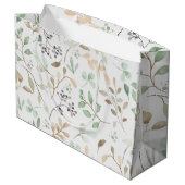 Minimalist Leaves Pattern Gift Bag Große Geschenktüte (Rückseite Schrägansicht)