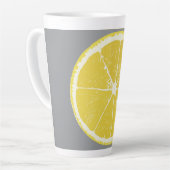 Minimalist Lemon Slice on Grey Latte Mug Milchtasse (Linke Ecke)