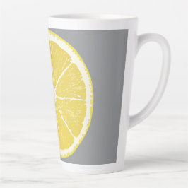 Minimalist Lemon Slice on Grey Latte Mug Milchtasse