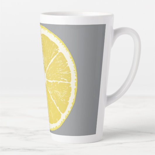 Minimalist Lemon Slice on Grey Latte Mug Milchtasse (Rechts)