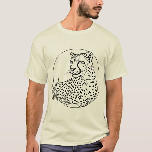 Minimalist Leopard Line Art – Wild and Majestic Bi T-Shirt (Vorderseite)