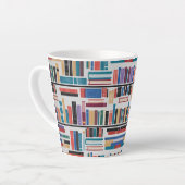 Minimalist Library Bookshelf Latte Mug - 12oz Mode Milchtasse (Linke Ecke)