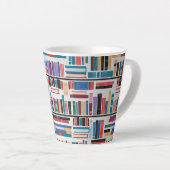 Minimalist Library Bookshelf Latte Mug - 12oz Mode Milchtasse (Rechte Ecke)