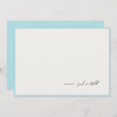 Minimalist Light Blue Border Personalized Script Mitteilungskarte (Vorne/Hinten)