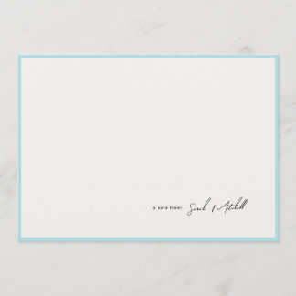 Minimalist Light Blue Border Personalized Script Mitteilungskarte
