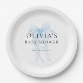 Minimalist Light Blue Bow Baby Shower Pappteller (Vorderseite)