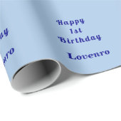 Minimalist Light Blue Kids Birthday Gift Geschenkpapier (Rolleneckpunkt)
