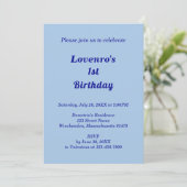 Minimalist Light Blue Kids Birthday Invitation Einladung (Stehend Vorderseite)