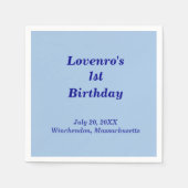 Minimalist Light Blue Kids Birthday Paper Napkins Serviette (Vorderseite)
