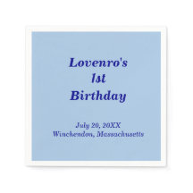 Minimalist Light Blue Kids Birthday Paper Napkins