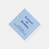Minimalist Light Blue Kids Birthday Paper Napkins Serviette (Ecke)