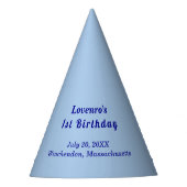 Minimalist Light Blue Kids Birthday Party Hats Partyhütchen (Vorderseite)