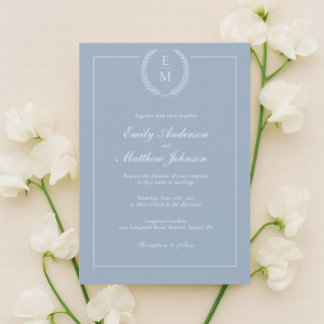 Minimalist Light Blue Wedding Invitation Einladung