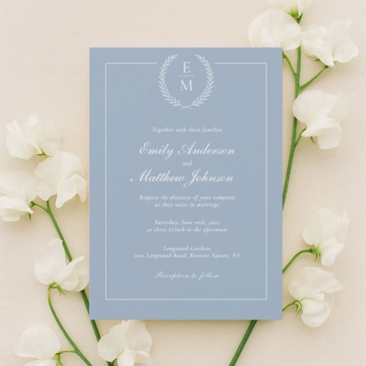 Minimalist Light Blue Wedding Invitation Einladung
