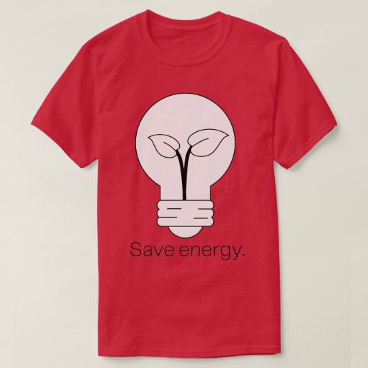Minimalist Light Bulb and Plant Save Energy T-Shirt (Design vorne)