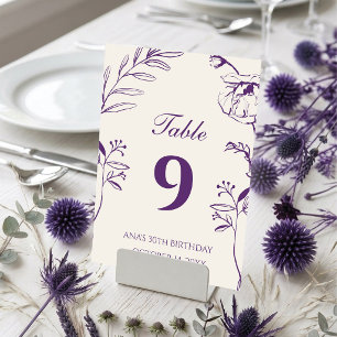Minimalist Lila Blumen 30. Geburtstag Tischnummer