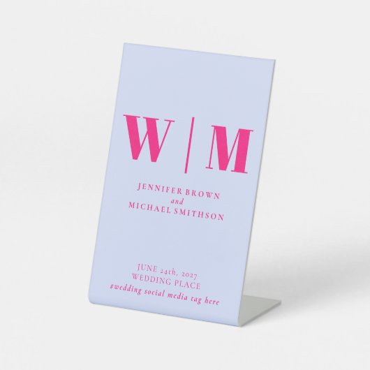 Minimalist Lilac Pink Party Modern Simple Wedding Sockelschild (Vorderseite)