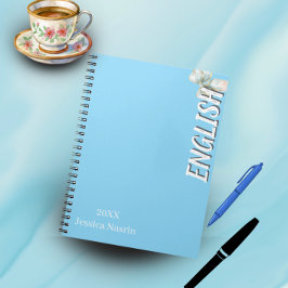 Minimalist Lilac Vertical Text School Subject Notizblock