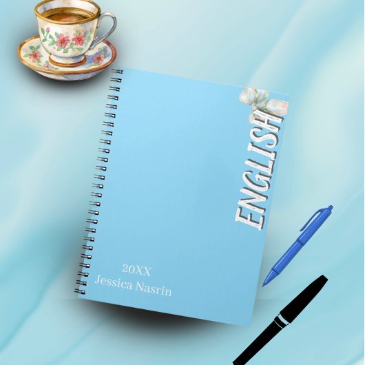 Minimalist Lilac Vertical Text School Subject Notizblock