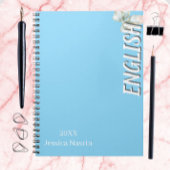 Minimalist Lilac Vertical Text School Subject Notizblock