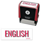 Minimalist Lilac Vertical Text School Subject Permastempel (Beispiel)