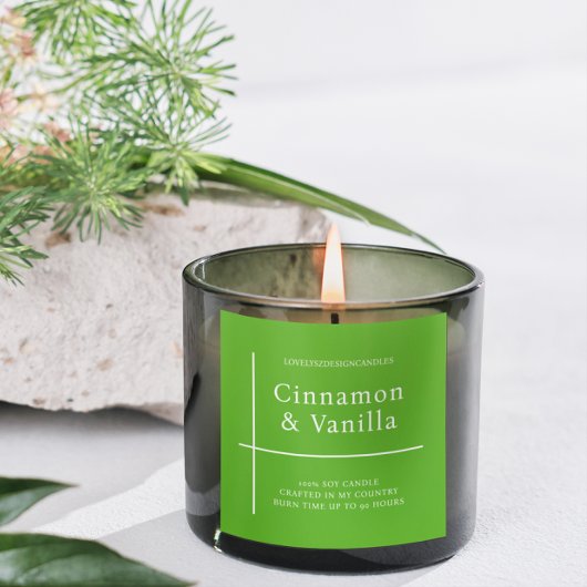 Minimalist Lime Green Candle Product Label Quadratischer Aufkleber