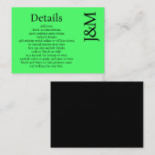 Minimalist Lime Green Enclosure Details Card Begleitkarte (Vorne/Hinten)